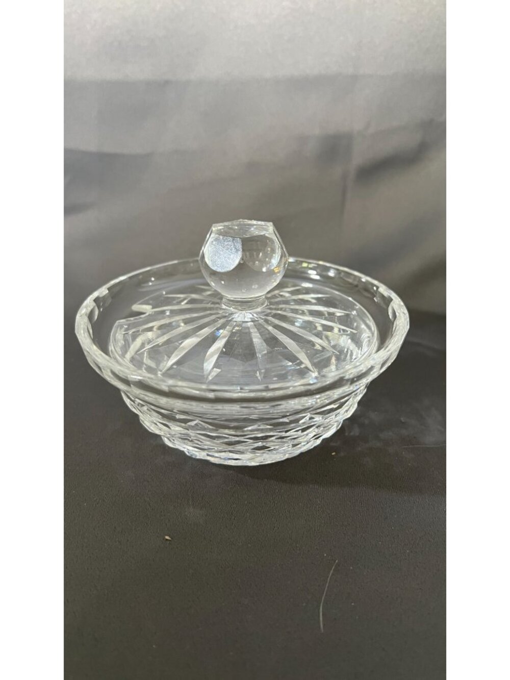Waterford Crystal Lidded Candy Dish Round Starburst Design Elegant